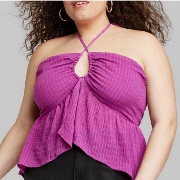 NWT Wild Fable Plus Size Plum Purple Halter Top - Picture 1 of 12